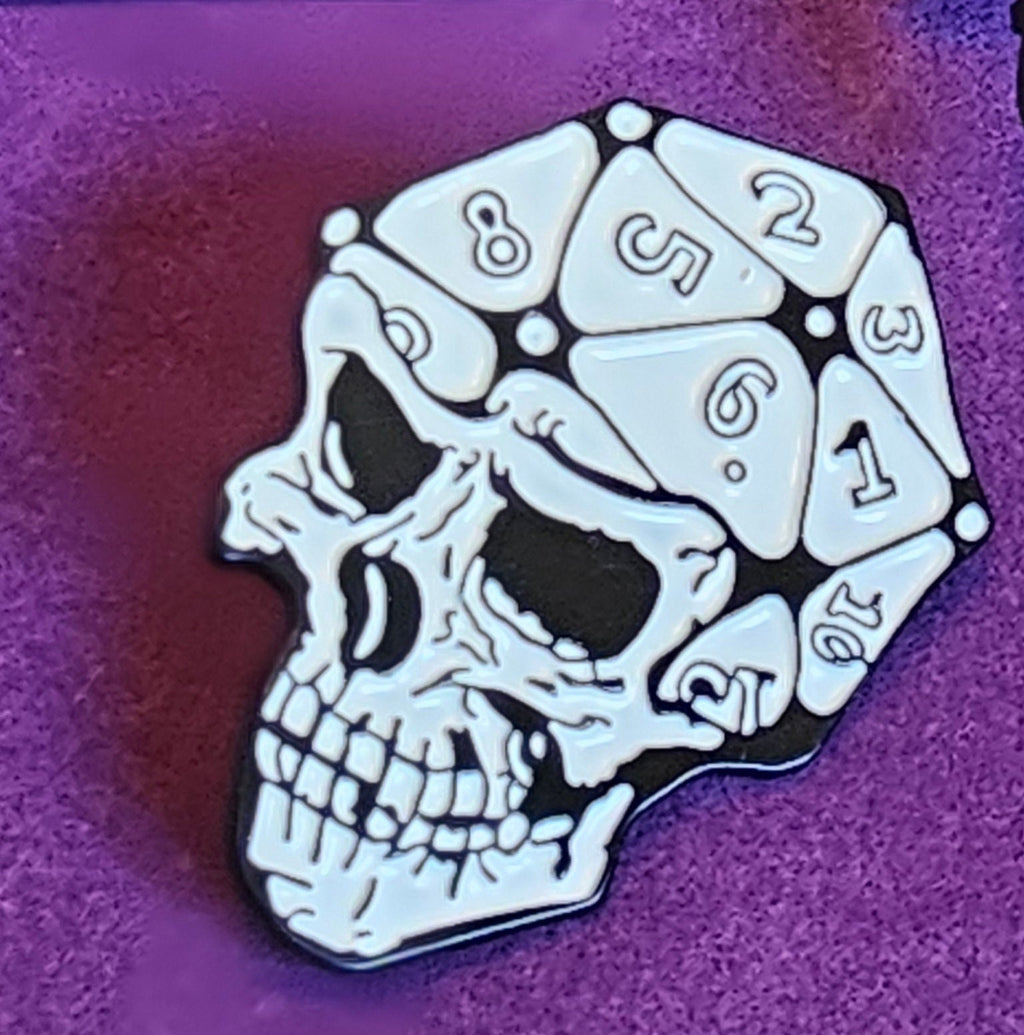 DnD D20 Skull Dice Enamel Pin | RPG Gothic Gift