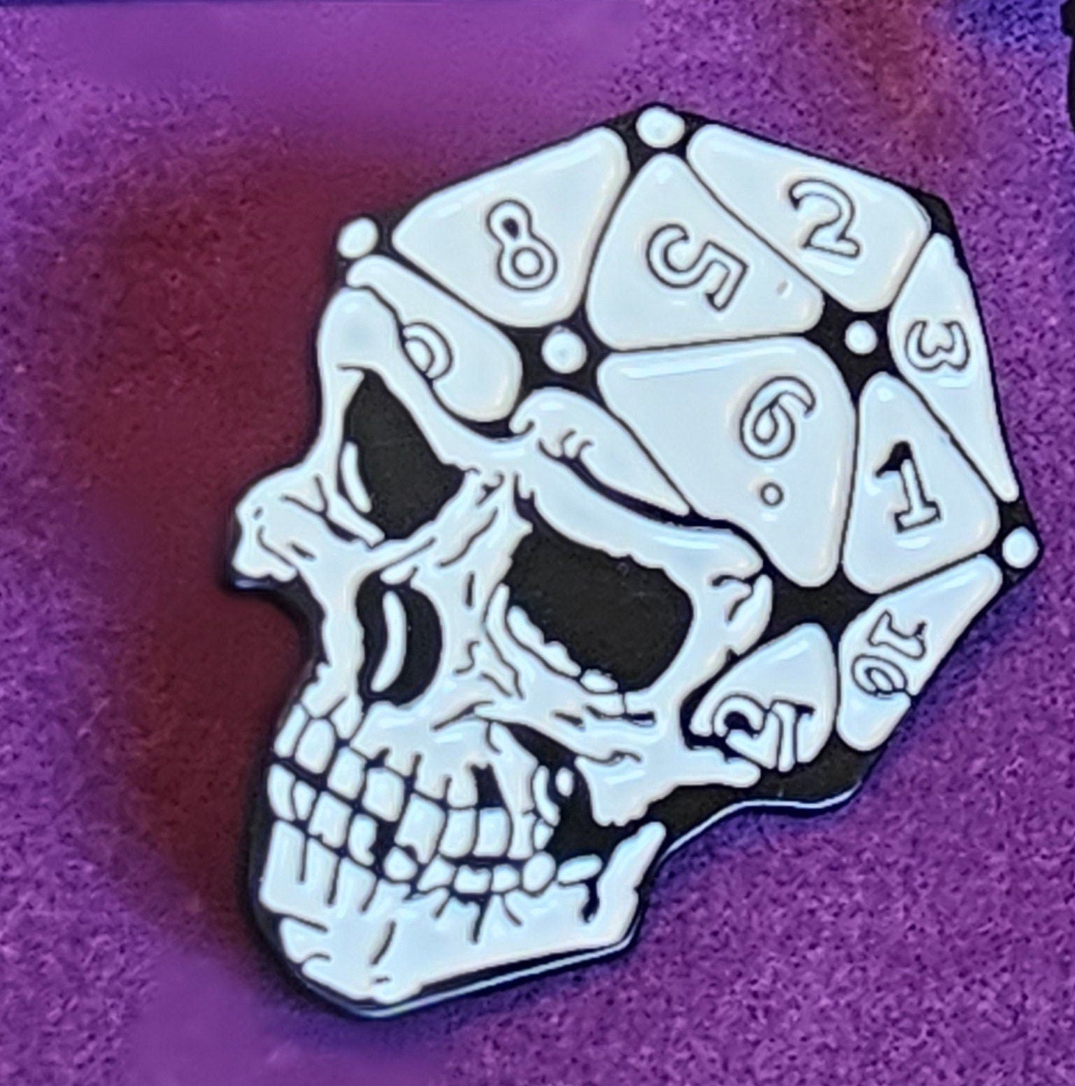 DnD D20 Skull Dice Enamel Pin | RPG Gothic Gift