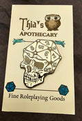 DnD D20 Skull Dice Enamel Pin | RPG Gothic Gift