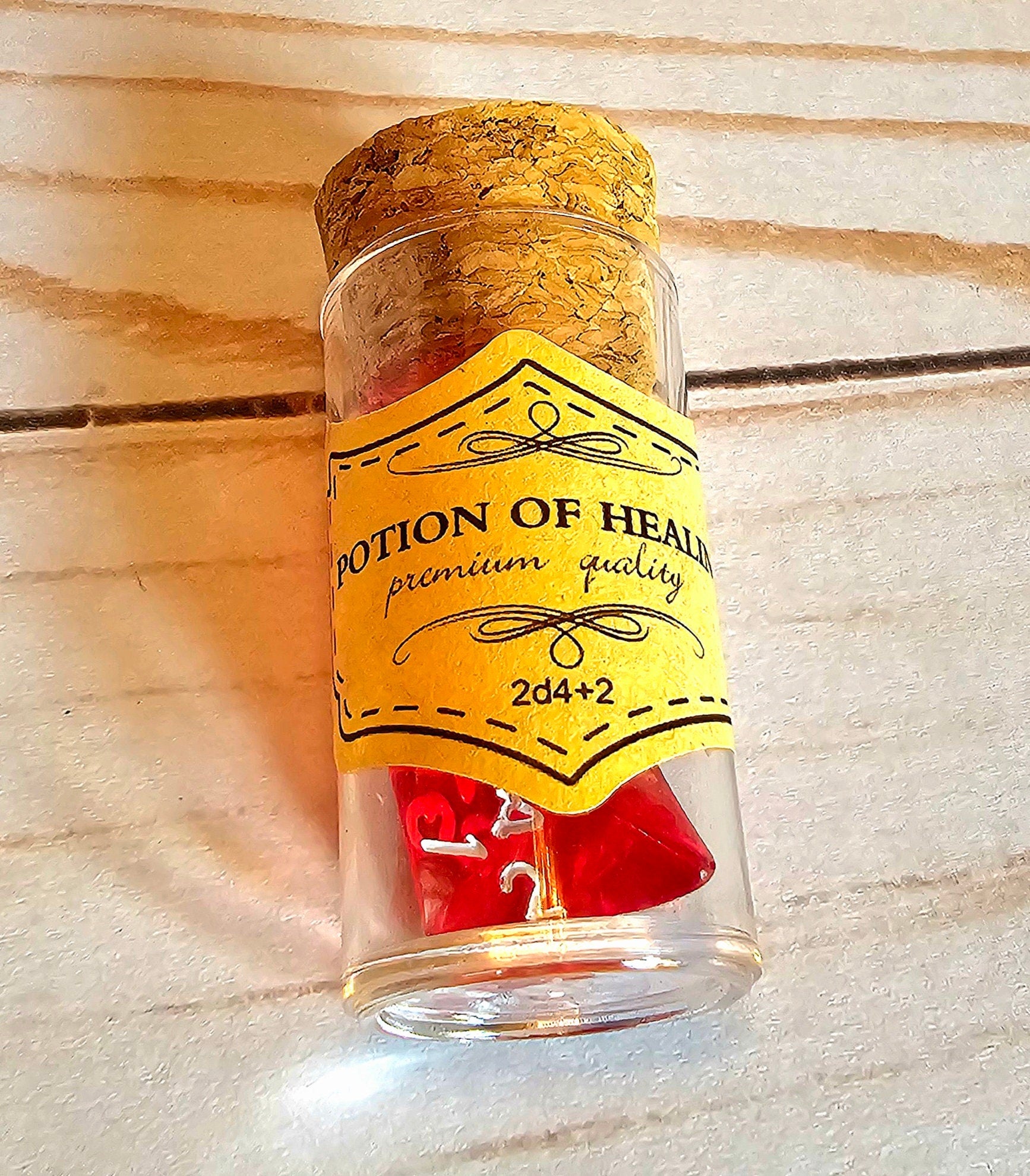 Healing Potion Dice Bottle | D&D Dice Set with Heart Counters
