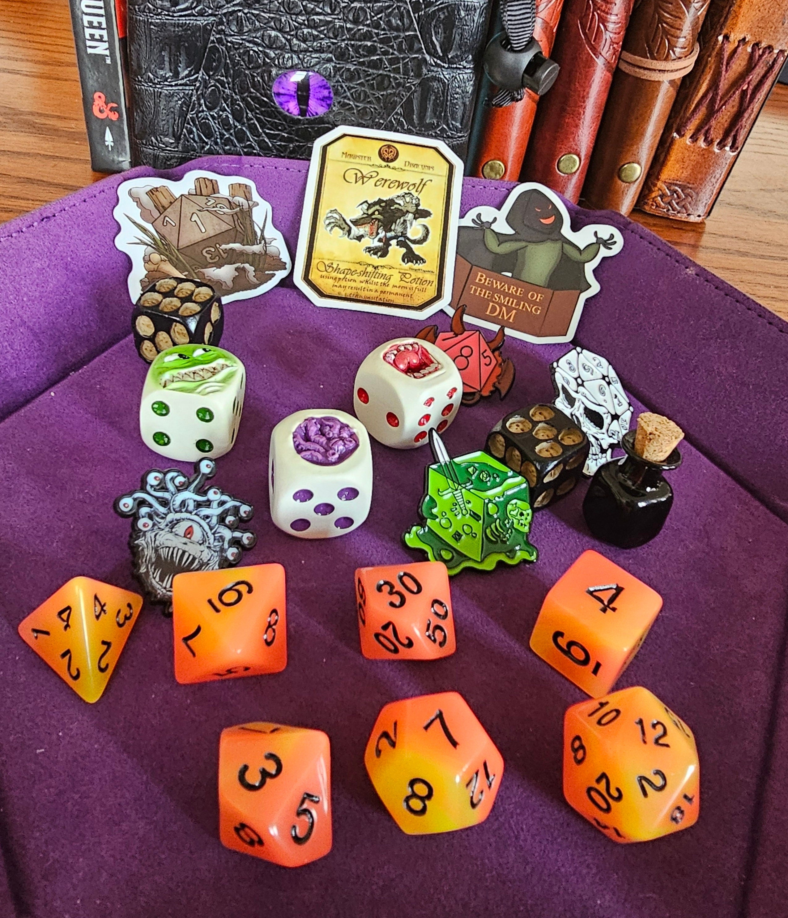 Gothic Horror Mystery Box: Curse of Strahd Dice Set | TTRPG Loot | Glow Dice