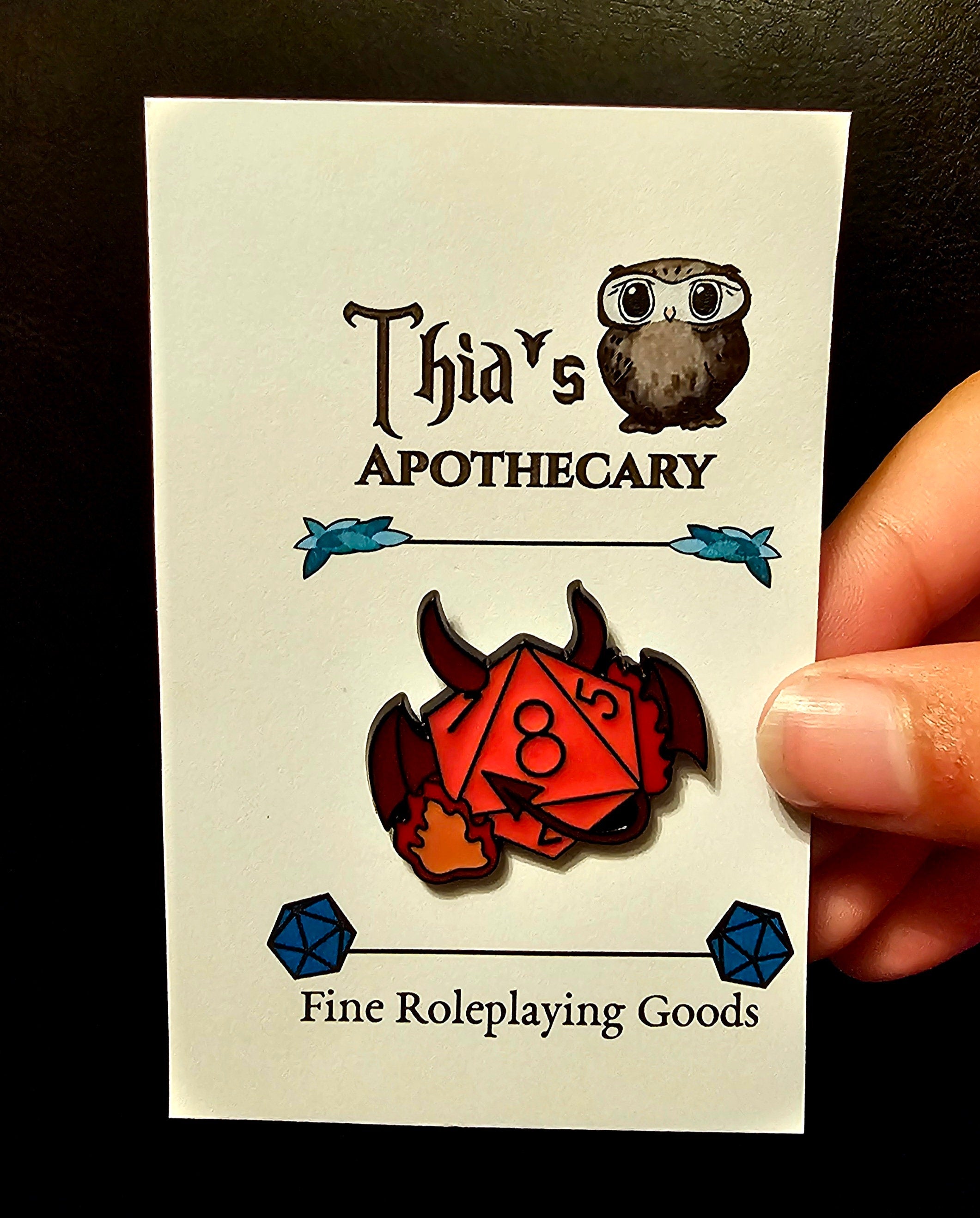 D8 Devil Enamel Pin for DnD, RPG Warlock TTRPG
