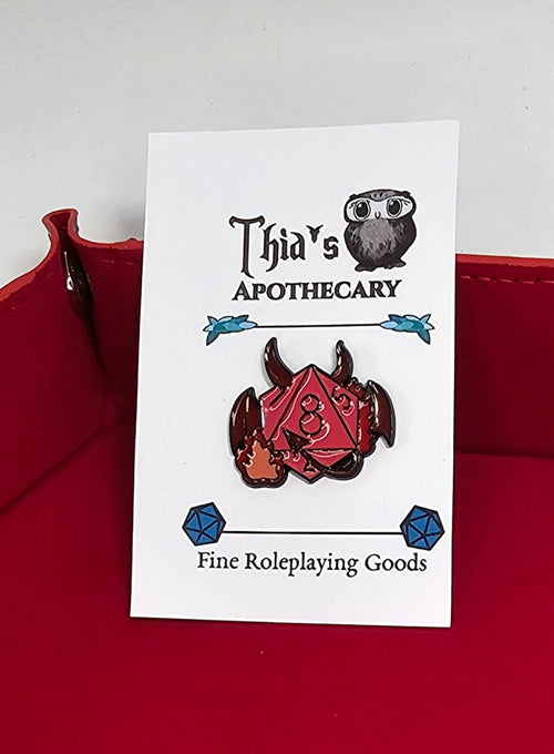 D8 Devil Enamel Pin for DnD, RPG Warlock TTRPG