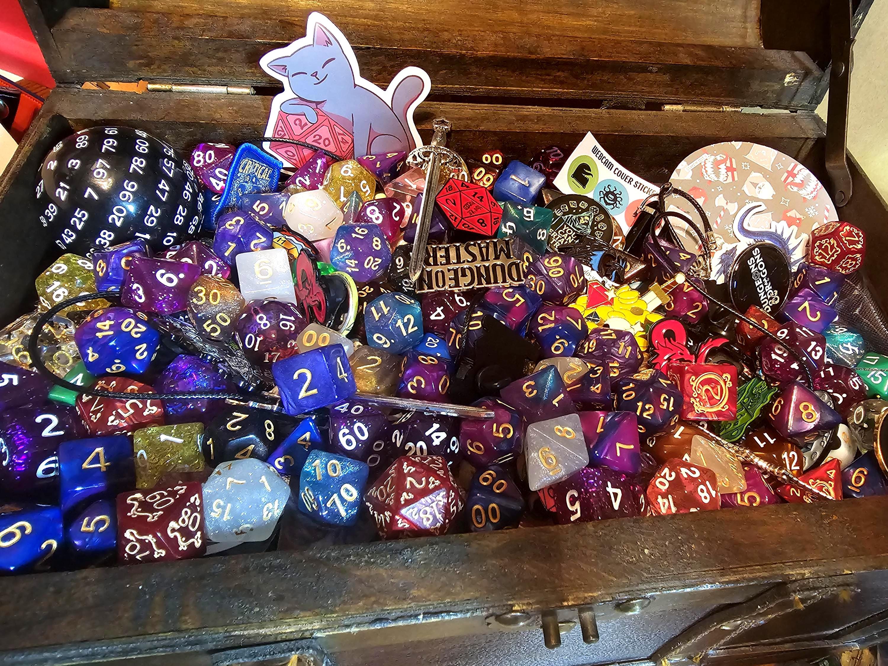 Mystery Dice Loot Scoop: RPG Treasure with dice, pin, stickers and more