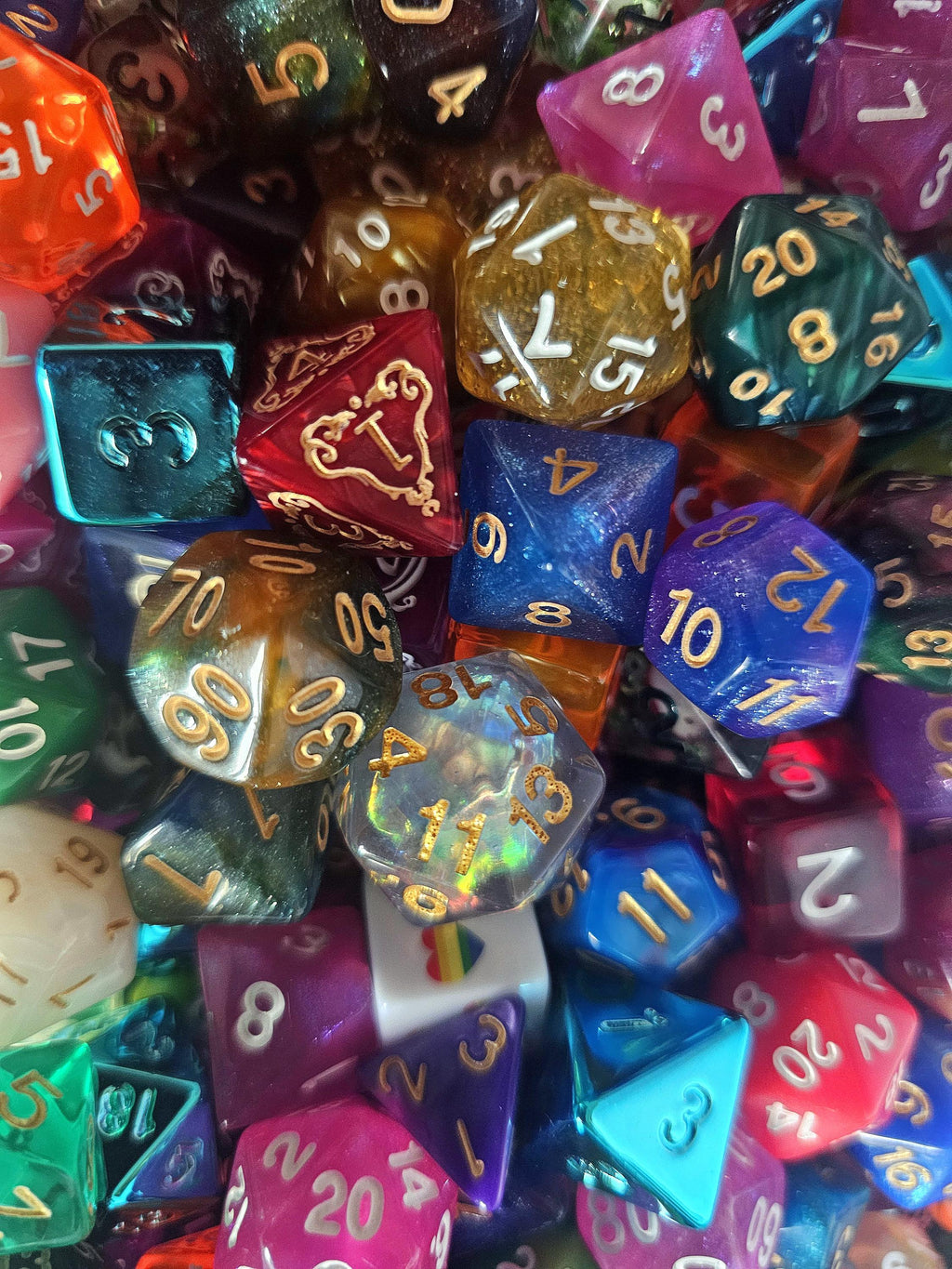 50 Piece Polyhedral Dice Set: Bulk Mystery DnD Dice for DM Gift, Pathfinder
