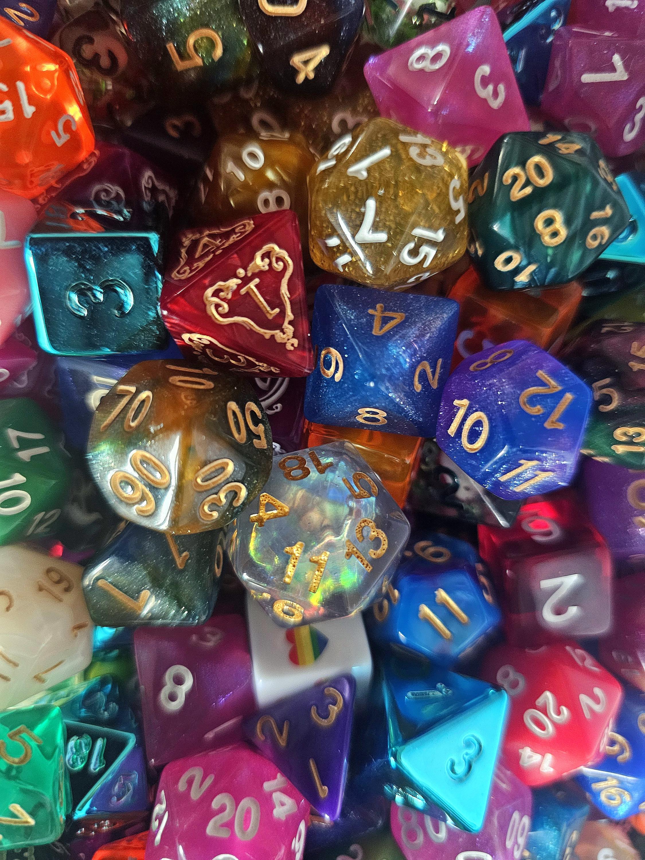 50 Piece Polyhedral Dice Set: Bulk Mystery DnD Dice for DM Gift, Pathfinder
