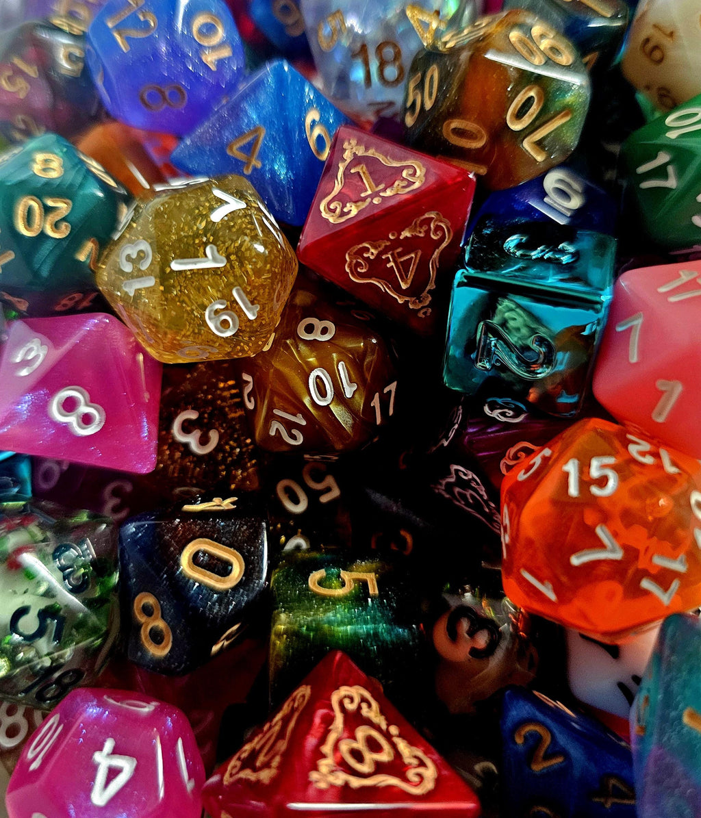 50 Piece Mystery Dice Scoop: Bulk Polyhedral DnD Dice Set, DM Gift, Pathfinder & Daggerheart