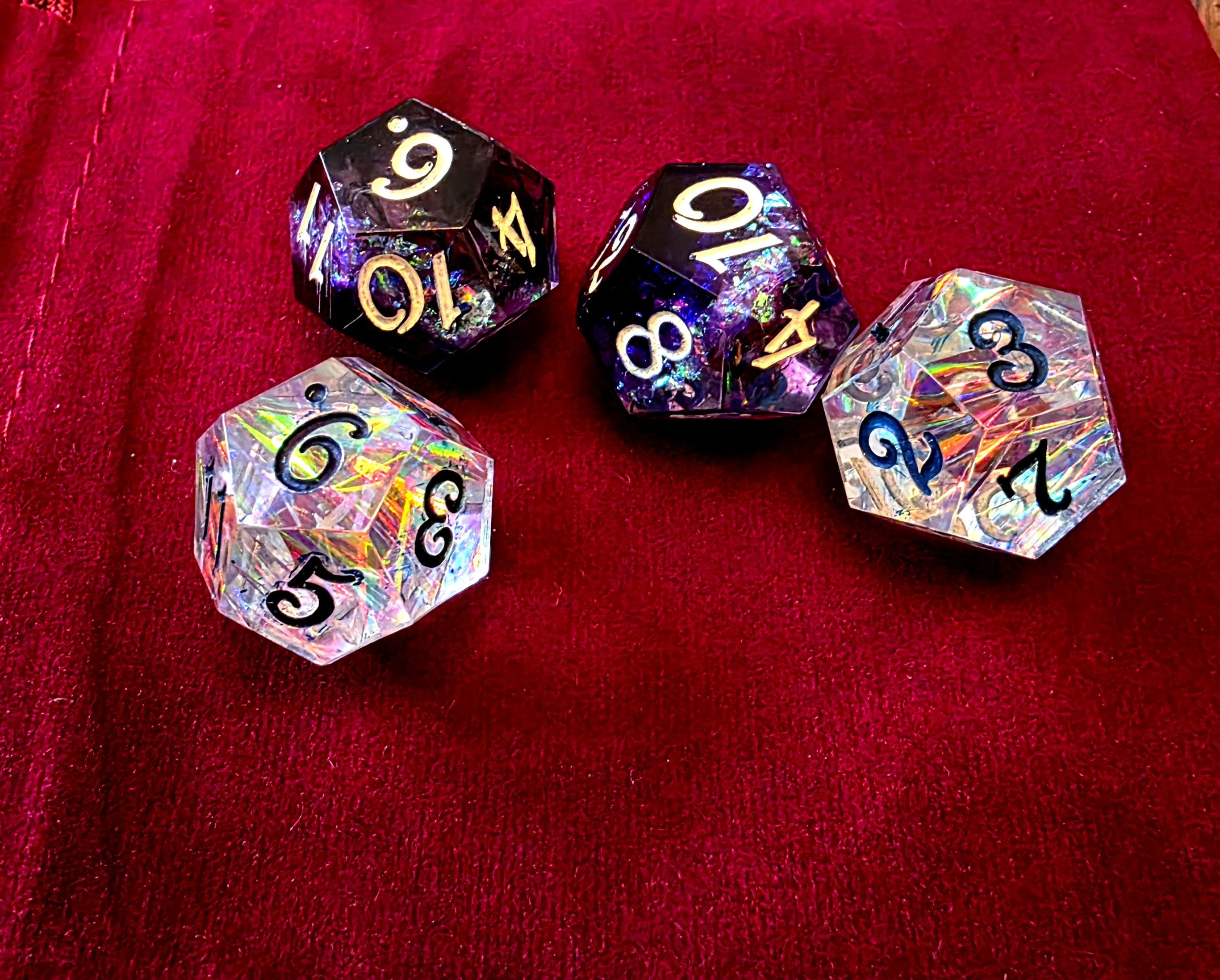 Daggerheart Inspired: Hope & Fear D12 Resin Dice Set, high contrast ink handmade with holographic foil