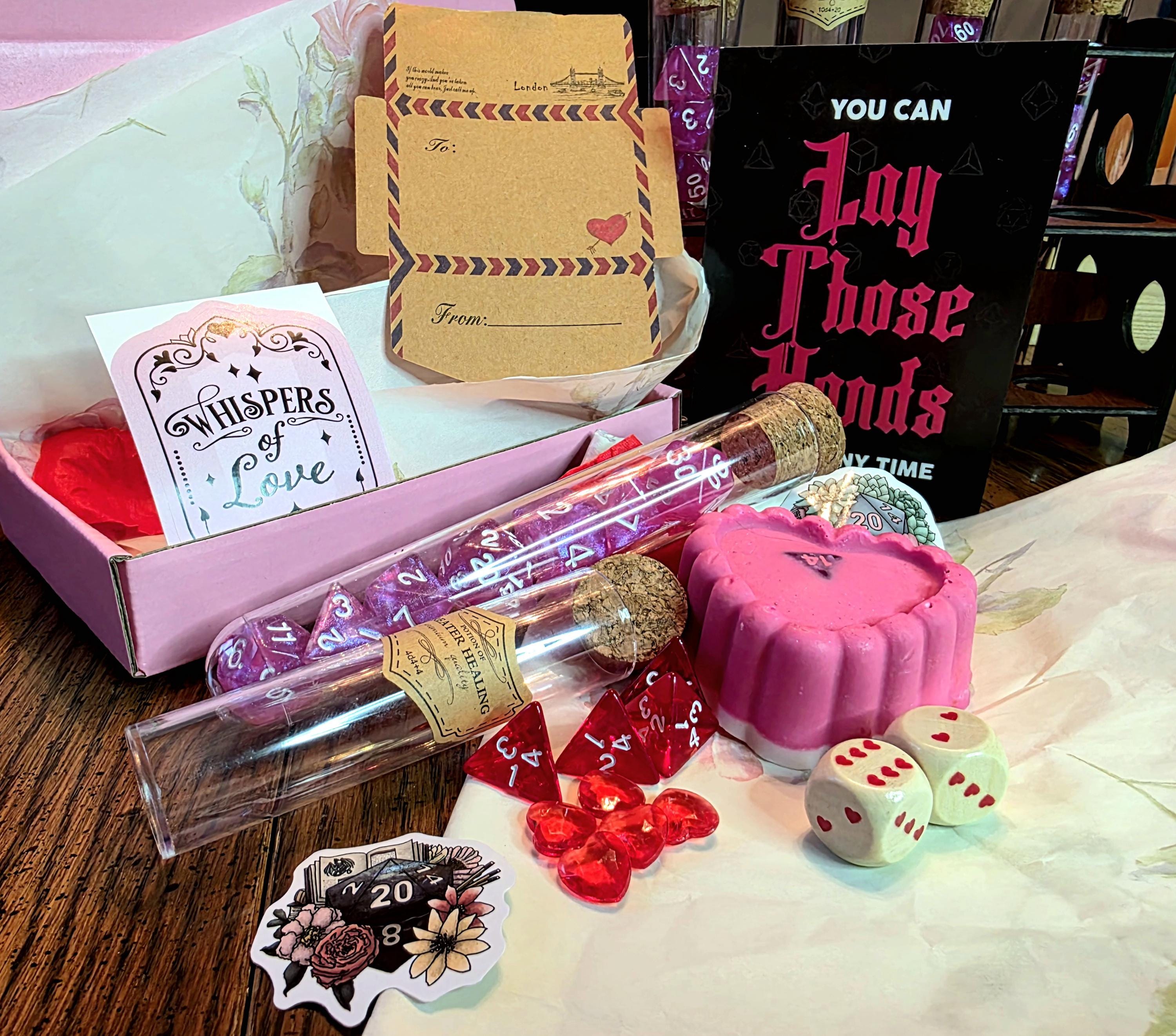 DnD Anniversary Gift Set | RPG Romance Box with Dice and Dragon Soap with D20