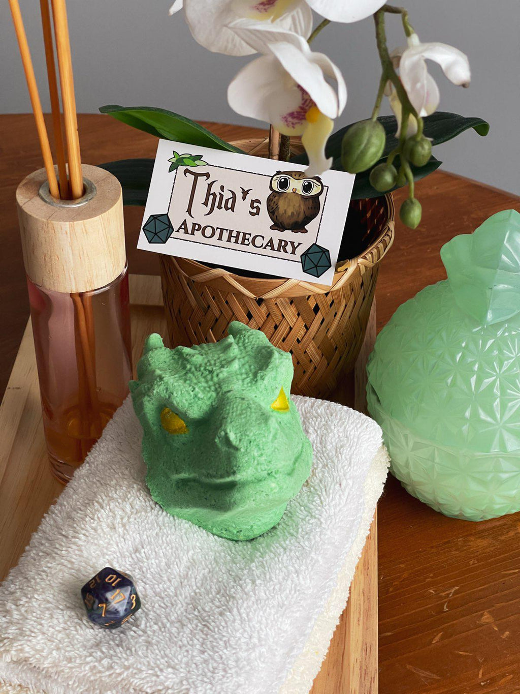 Dragon Head Bath Bomb with Hidden Dice Set for RPG Players - Dnd Gamer Gift