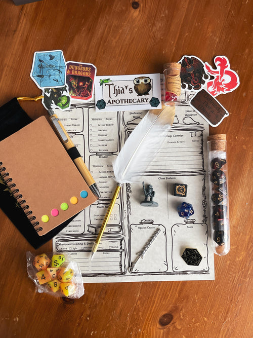 Complete DND Starter Kit | Beginner RPG Gift Set with Dice, Tray, Journal & Props