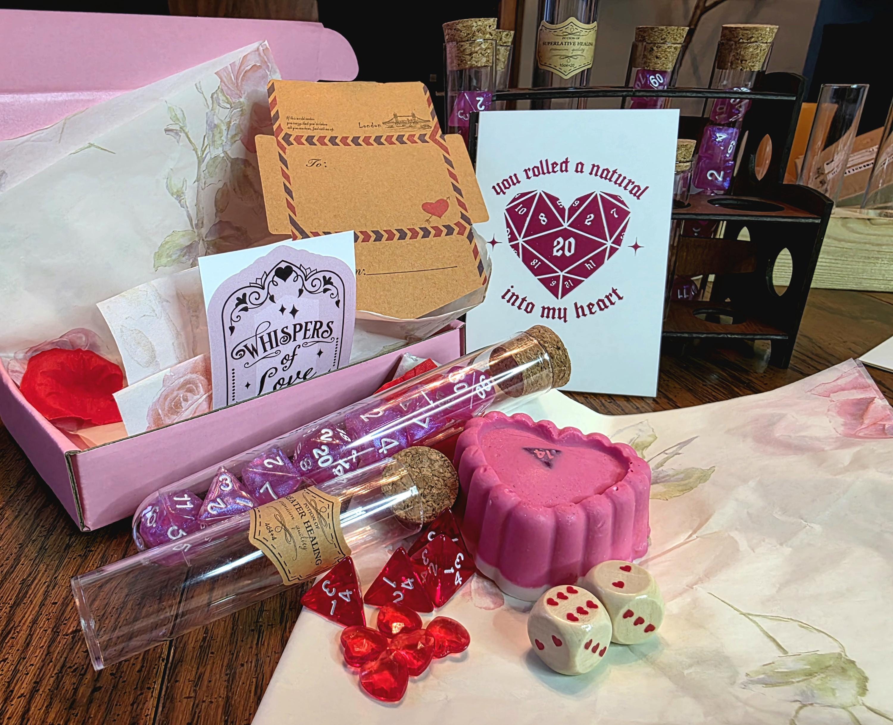 RPG Anniversary Gift Set | DnD Romance Box with Dice and Dragon Soap with D20