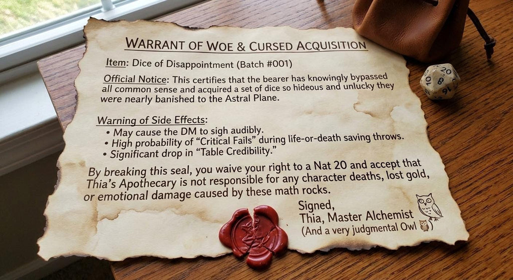 Dice of Disappointment: Cursed Mystery Dice Set, Funny Gag Gift