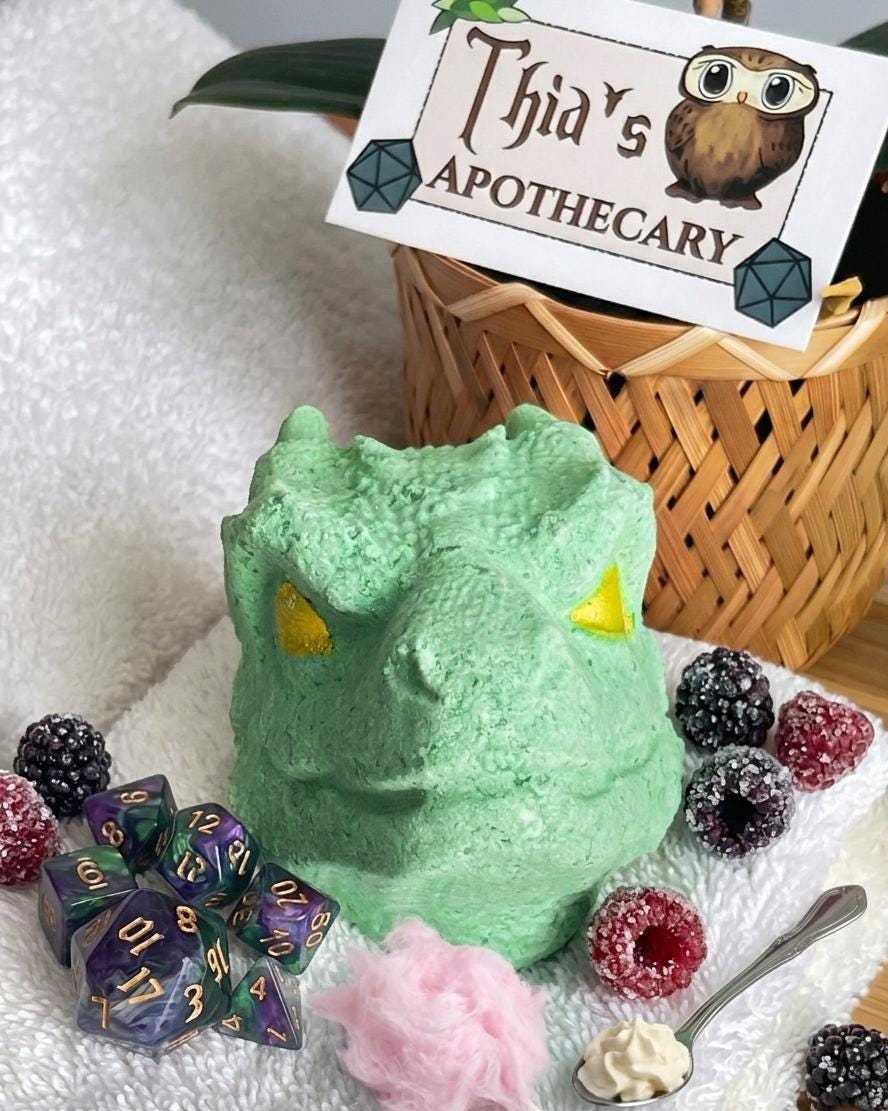 Dragon Head Bath Bomb with Hidden Dice Set for RPG Players - Dnd Gamer Gift