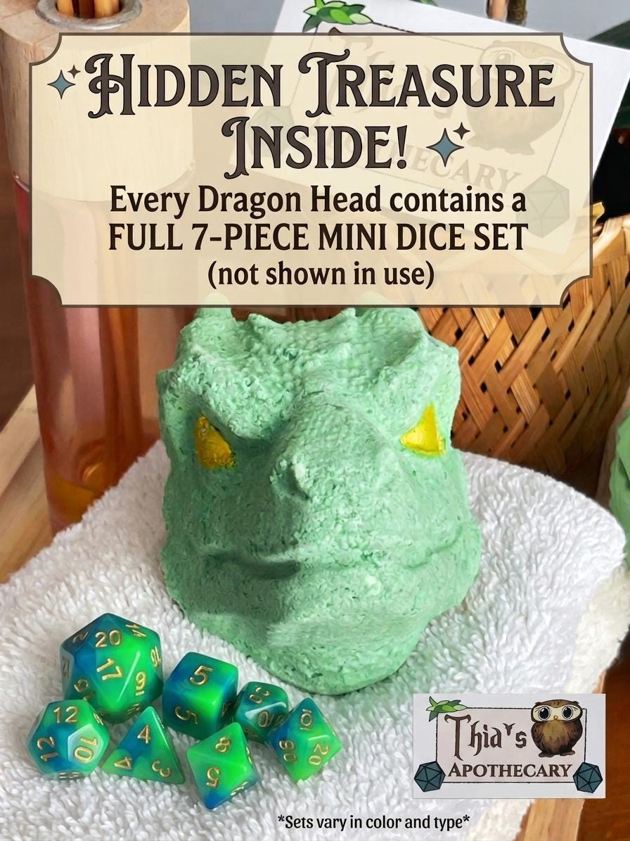 Dragon Head Bath Bomb with Dice inside: Geek gift for DnD players RPG