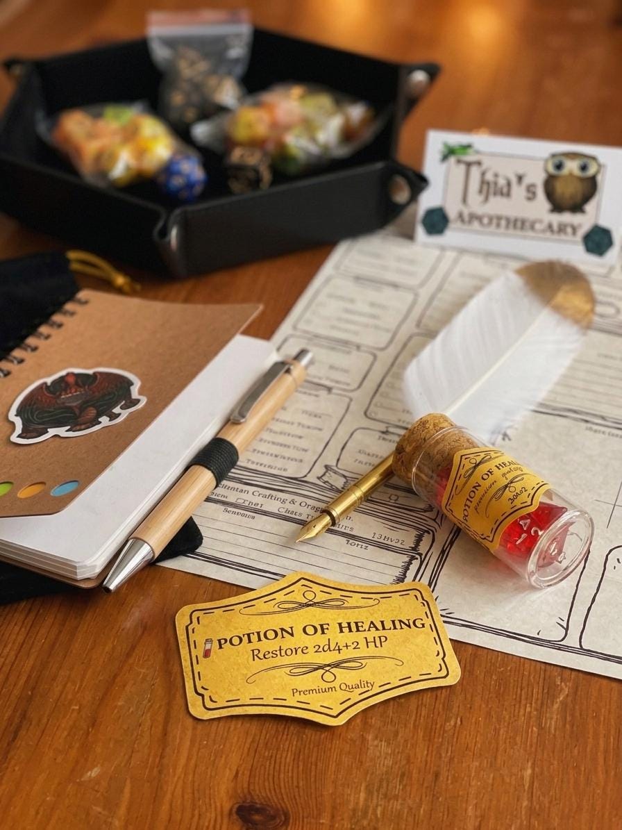 Complete DND Starter Kit | Beginner RPG Gift Set with Dice, Tray, Journal & Props